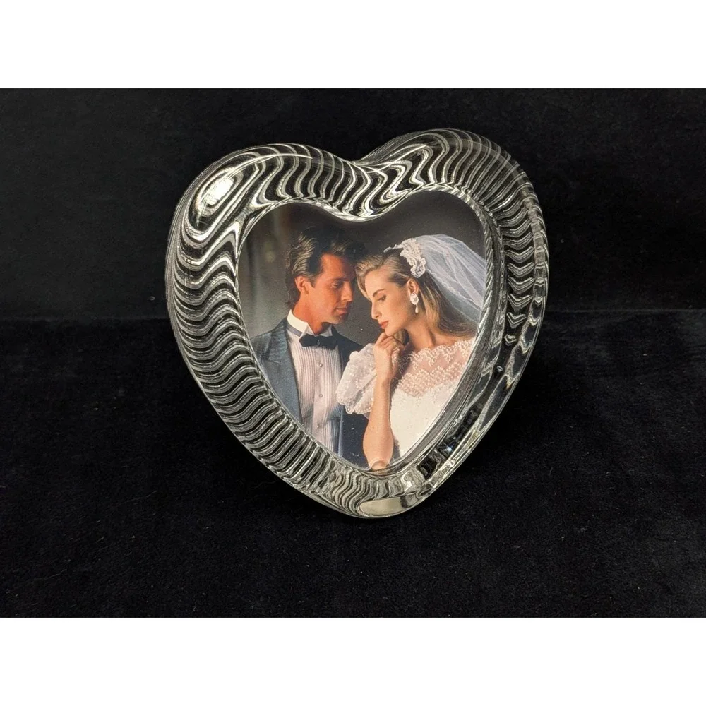 Vintage Mikasa Japan Crystal Heart Shaped Frame Wedding Engagement 4.25